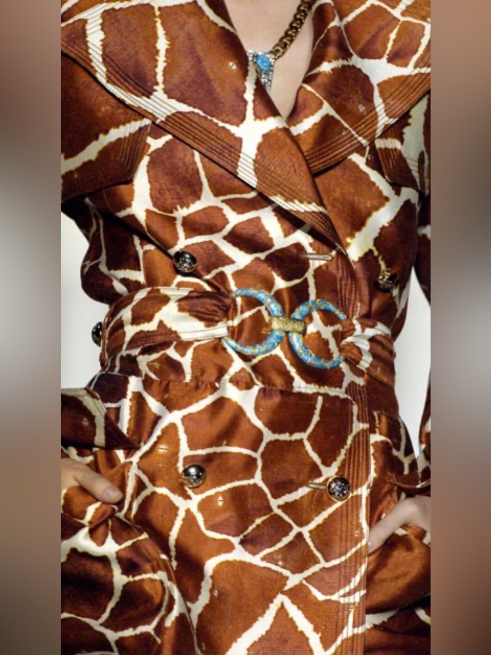 ROBERTO CAVALLI S/S 2006 Vintage Look #46 Giraffe Silk Trench Dress Coat 40IT - Picture 14 of 15